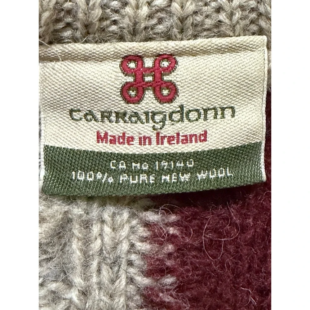 Carraig Donn Aran Sweater 100% Pure New Wool Cable Knit Ireland Fisherman Block